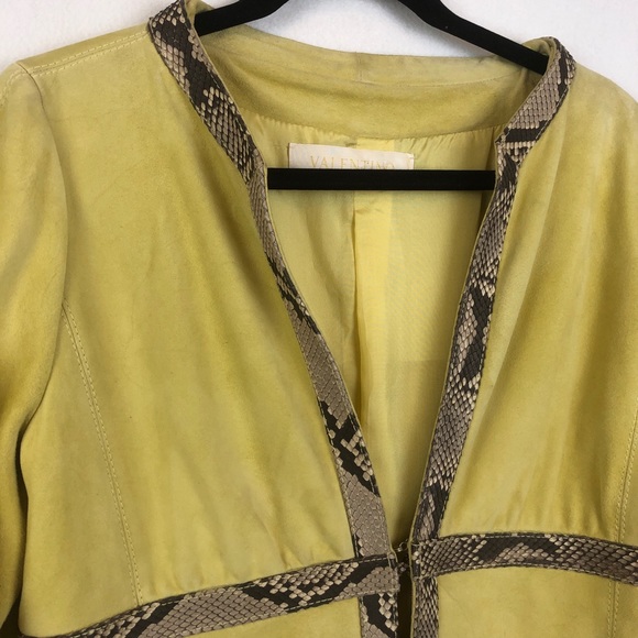 Valentino | Women’s Lime Green Python Skin Blazer - Picture 3 of 16